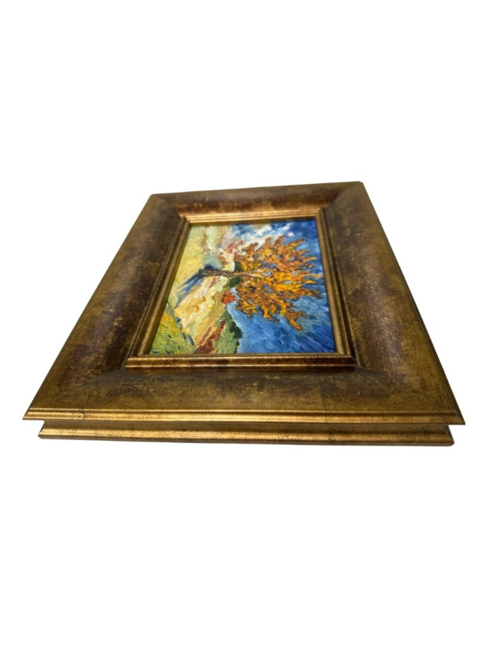 Original Oil Painting Of Autumn Tree In Landscape By S.P. Smith Gold-Tone Frame - Picture 5 of 5